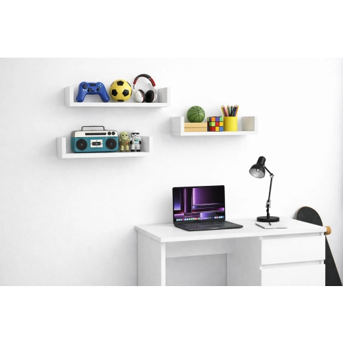 Półka Ścienna Wisząca 40 cm P1-40 Biała Zestaw 3 szt do Salonu, Sypialni